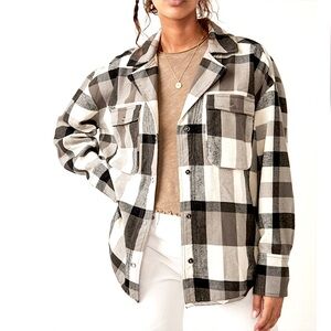 NWOT Free People Izzie Plaid Cargo Shacket